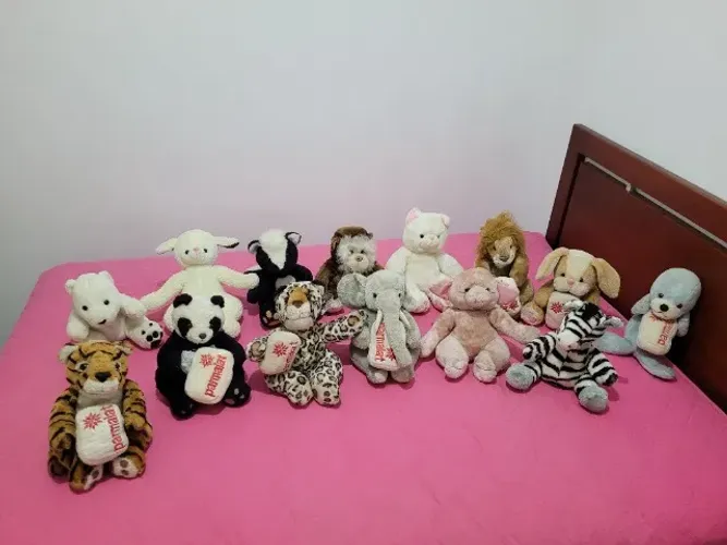 Coleção do Bonecos de Pelúcia Mamíferos da Parmalat com 15 Peças Anos 90
