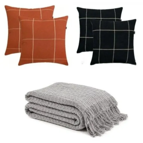 Novo - Kit 4 capas almofada 40x40cm e manta decorativa 140x250cm