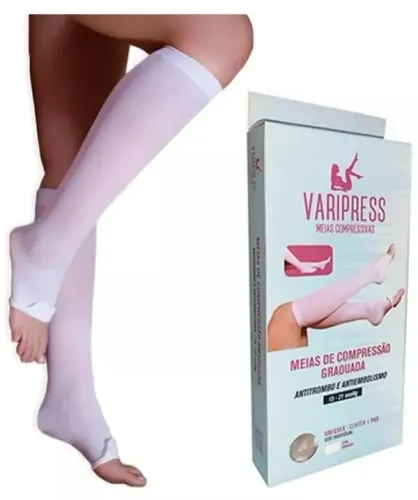 *Meia Compressiva Varipress Anti Trombo 3/4 (Panturrilha) Tam: G - New Form - USADO*