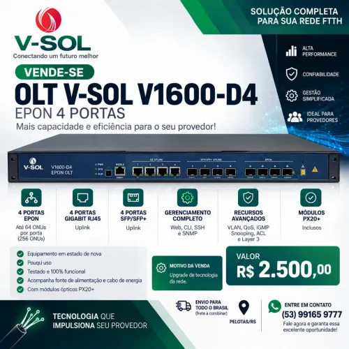 OLT Vsol 4 pon porta 10gb