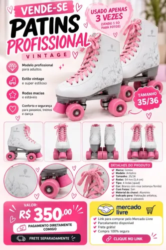 Patins adulto usado 35/36 ótimo estado usado 3 vezes