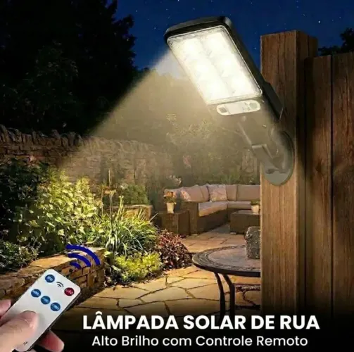 Luminária de Parede Solar LED com Sensor de Movimento, Luminária Solar com Controle Remoto