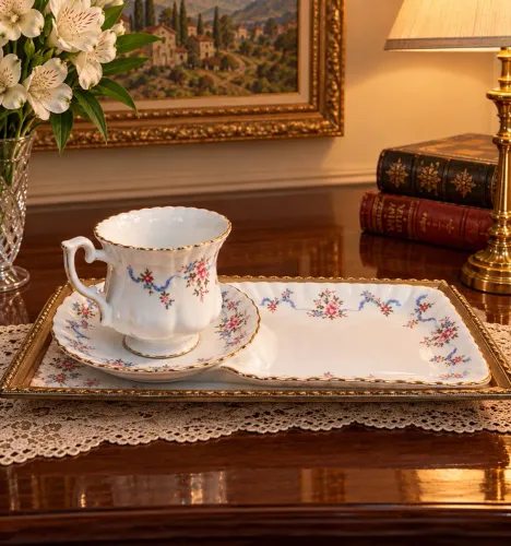 Lindo conjunto em porcelana presentti Gold Collection