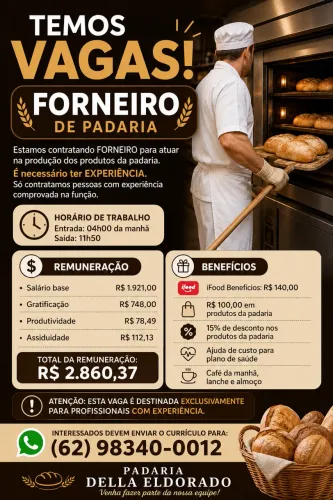 Forneiro para padaria