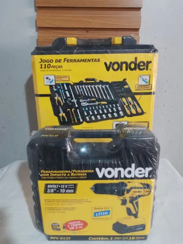 JOGO FERRAMENTAS VONDER 110 PCS MAIS PARAFUSADEIRA C/ IMPACTO /MALETA E ACESSÓRIOS