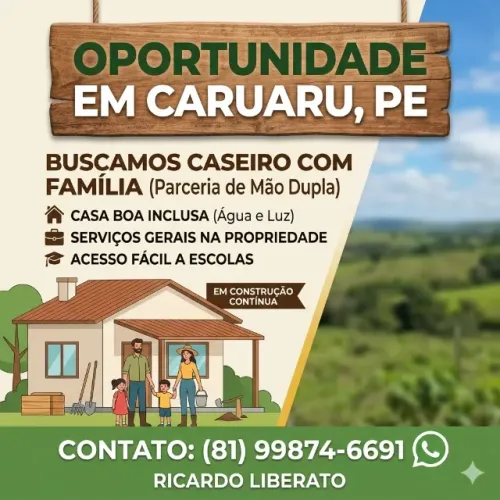 VAGA PARA CASEIRO / MORADOR (COM FAMÍLIA) 