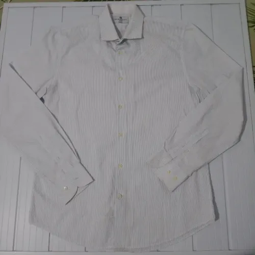 Camisa social masculina branca com listra azul tamanho G usada