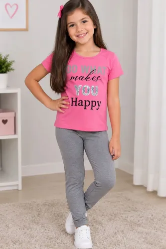 Conjunto em cotton , Malha Premium Menina. Disponível no 10 e 12.