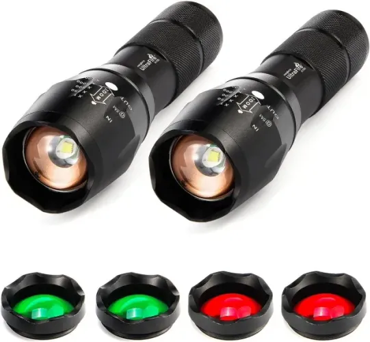Lanterna Tática UltraFire A100 1850 - 800 lúmens, 3 cores de LED