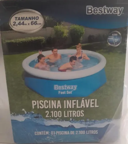 Piscina inflável 2.100 litros tamanho 2,44m X 66cm