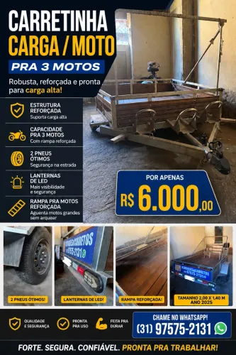 Carretinha Carga /3 motos 