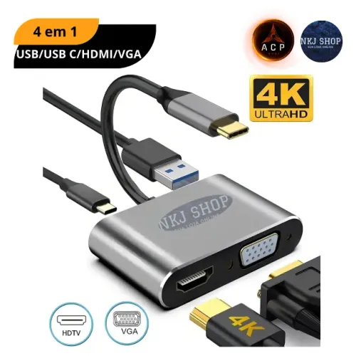 Hub Adaptador Tipo C PARA Hdmi Vga Para Mac Samsung Dex 4x1