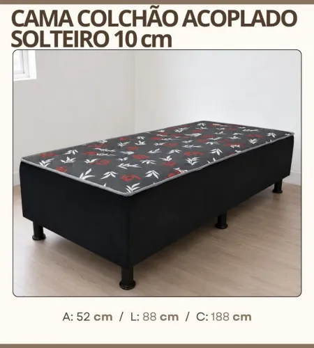 Cama box acoplado de 10 centímetros solteiro