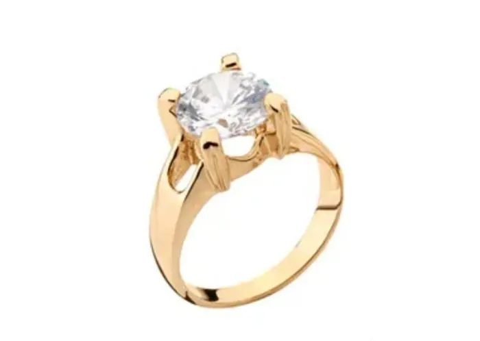 ANEL SOLITÁRIO BANHADO A OURO 18K COM ZIRCÔNIA