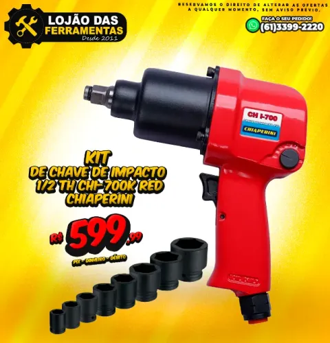 Kit de Chave de Impacto 1/2 TH CHI-700K Red Chiaperini