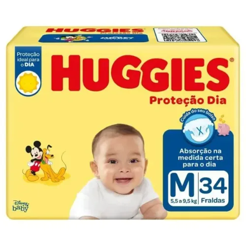 FRALDA HUGGIES - PROTEÇÃO DIA - TAMANHO M - 34 TIRAS