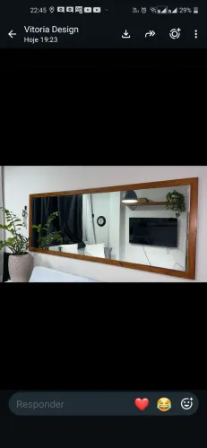 Espelho lindo moldura de madeira peroba medida 228x97 lindo