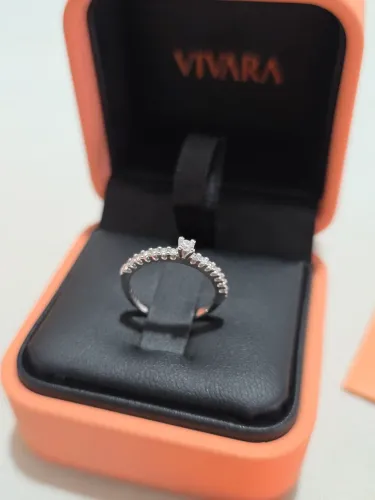 Anel Solitário Vivara Original | Ouro Branco 18k | Diamante| Caixa e Certificado