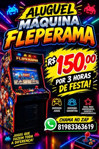 Maquina de jogos fleperama alugamos para eventos.
