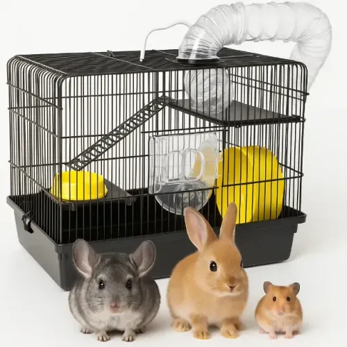 Gaiola Para Hamster Completa 3 Andares Tubo Luxo Slim Black Cor Preto
