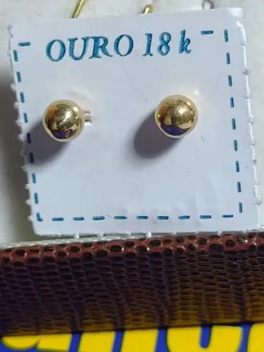 Brincos Par Ouro 18 Kilates 4 mm