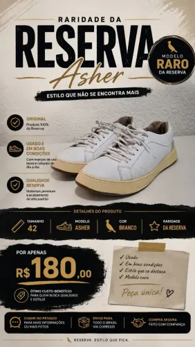 Tênis Reserva Asher - Raridade | Tam. 42 | R$ 180