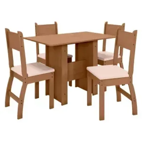 Mesa de Jantar Milano com 4 Cadeiras Carvalho/Savana