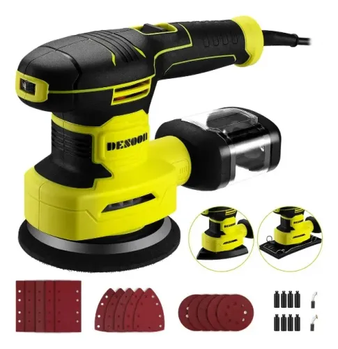 Lixadeira Elétrica Orbital Profissional com 6 Velocidades 350w Desoon 13000rpm 15 Lixas