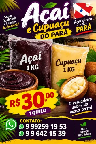 Polpas de açaí e cupuaçu diretamente do Pará pacote de 1kg 30 reais cada * 