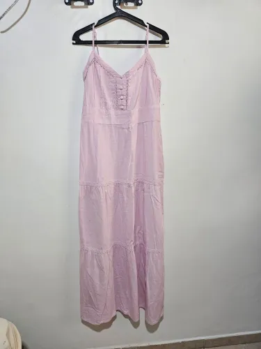 Vestido rosa longo