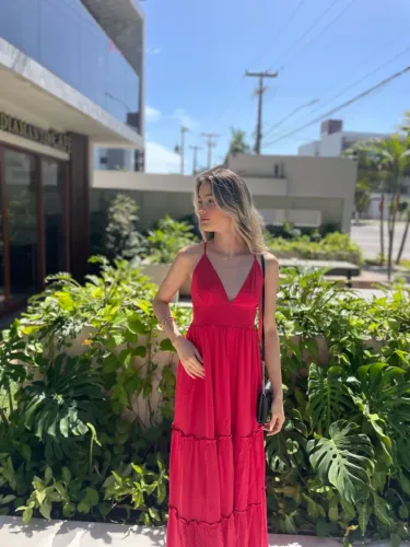 Vestido longo vermelho TAM P