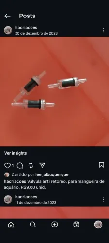 Válvula anti retorno para aquários.