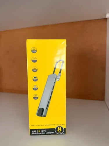 Hub Adaptador USB-C 8 em 1 para MacBook e Notebooks - HDMI 4K, USB 3.0, LAN e SD
