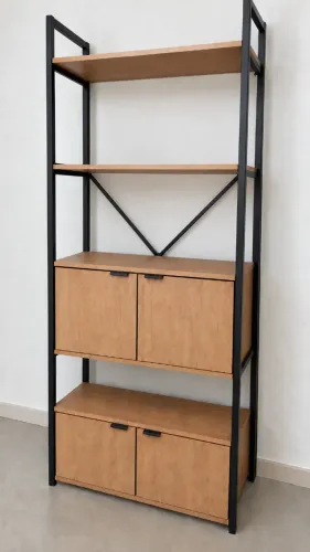 Estante Livreiro / Armário Para Home Office Madeira E Preto