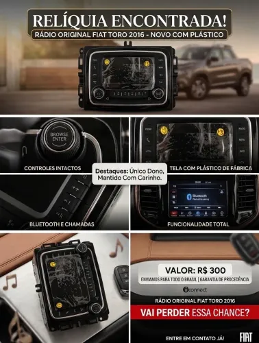 Rádio / Central Multimídia Original Fiat Toro 2016 - Seminovo com Plástico de Proteção