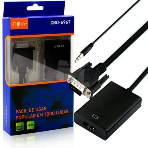 ? Adaptador VGA PARA HDMI com Áudio + USB - Entrega Grátis em Campo Grande MS ?