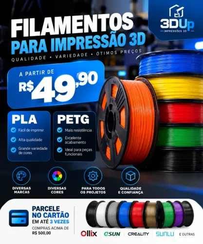 Filamento a partir 49 reais - PLA e PETG
