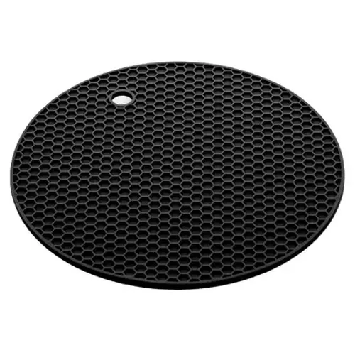 descanso para panela redondo de silicone preto 18cm 220° c home e more hm-780