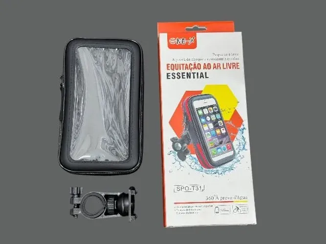 Suporte de Celular Guidão Moto/Bike Impermeável com Giro 360 Graus - Na Caixa