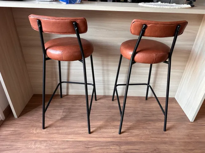 Kit 2 Banquetas de Cozinha Alta Industrial em Aço