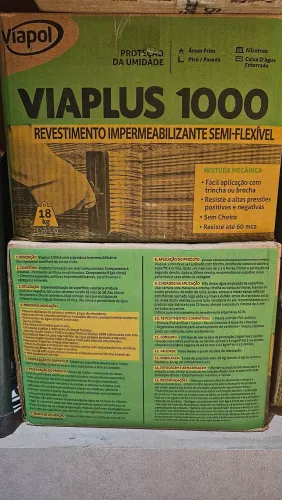 Viapol Viaplus 1000 - 18kg - Argamassa Polimérica Impermeabilizante Semiflexível Cinza
