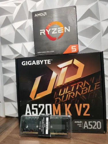 kit Ryzen com placa mãe Gigabyte A520M + 16gb de memória ram novo lacrado