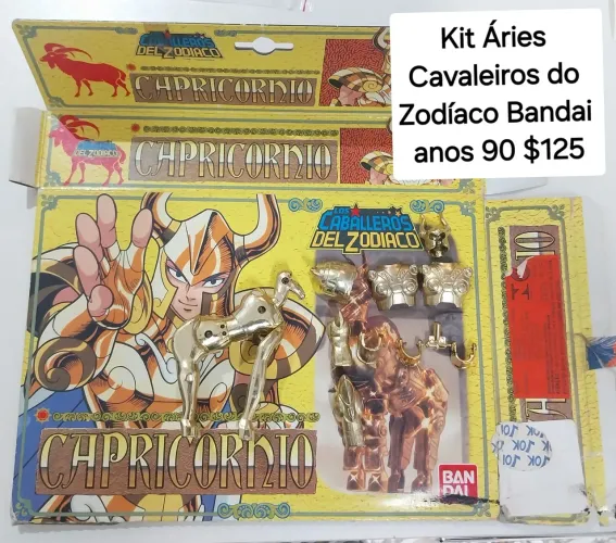 Kit peças cavaleiros do Zodíaco Bandai vintage Capricornio ouro com caixa