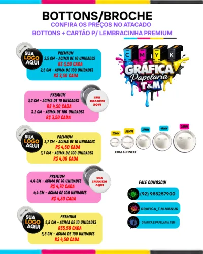 Bottons premium - personalizados com cartão para lembrancinhas