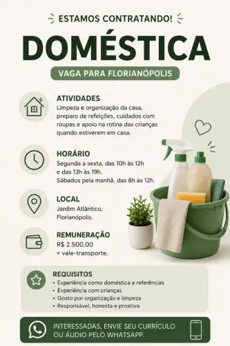 VAGA PARA DOMÉSTICA - JARDIM ATLANTICO