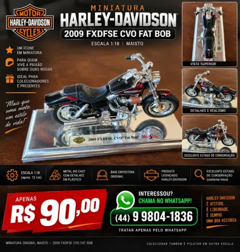 Miniatura Maisto 1:18 Harley Davidson 2009 FXDFSE CVO Fat Bob