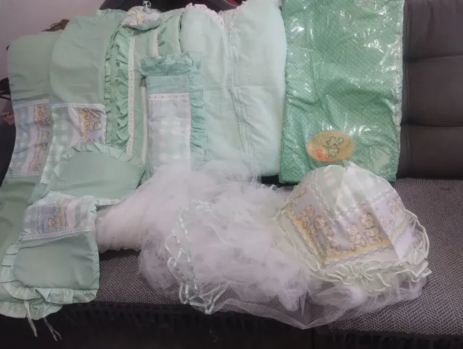 Protetor berço3 peças manta saco dormir porta frauda mosquiteiro teto trocador 130.00