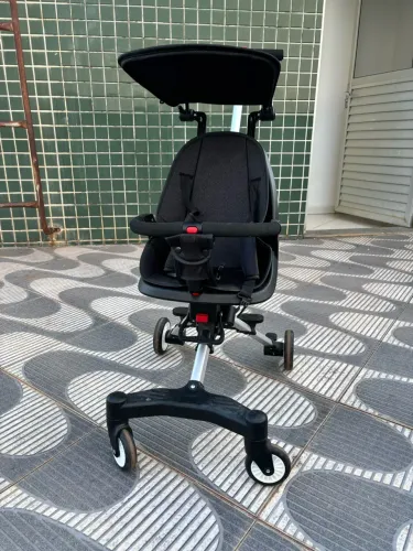 Carrinho De Bebê Compacto Dobrável Com Capota Leve Preto até 30 kg