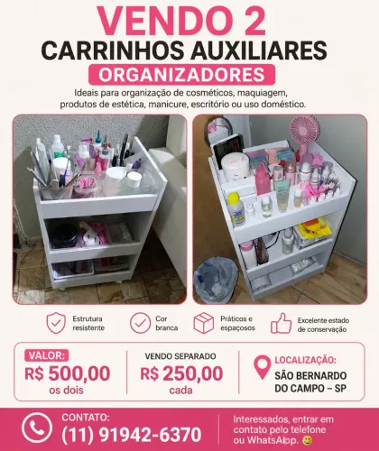 Carrinho auxiliar salão de beleza