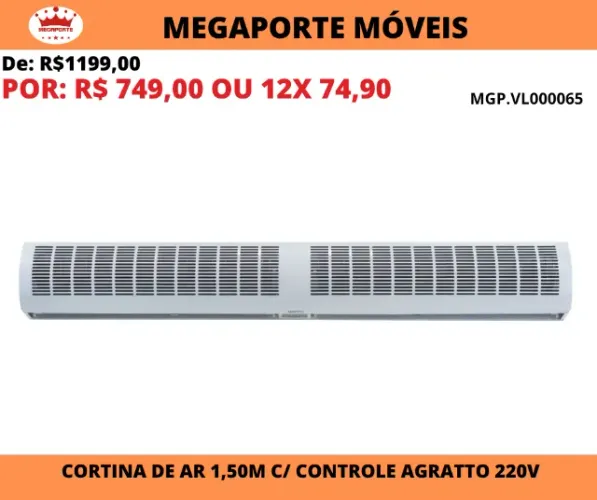 Cortina de Ar 1,50m com Controle Agratto 220V